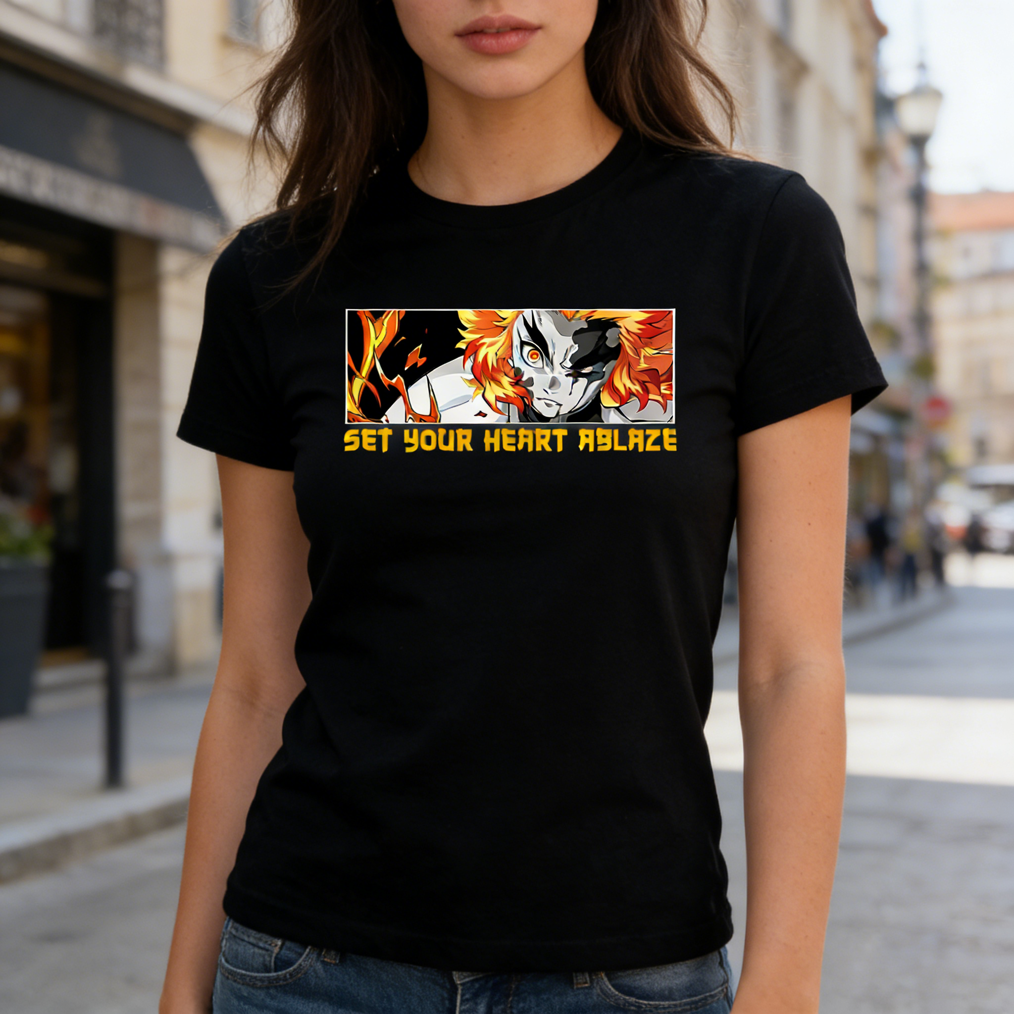 Anime Cosplay Quotes - Men's Demon Slayer Rengoku T-Shirt SET