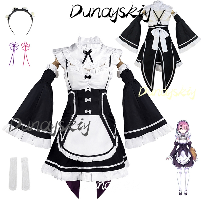 Rem Ram Cosplay Costume Anime  - Anime Cosplay Live 评论和价格