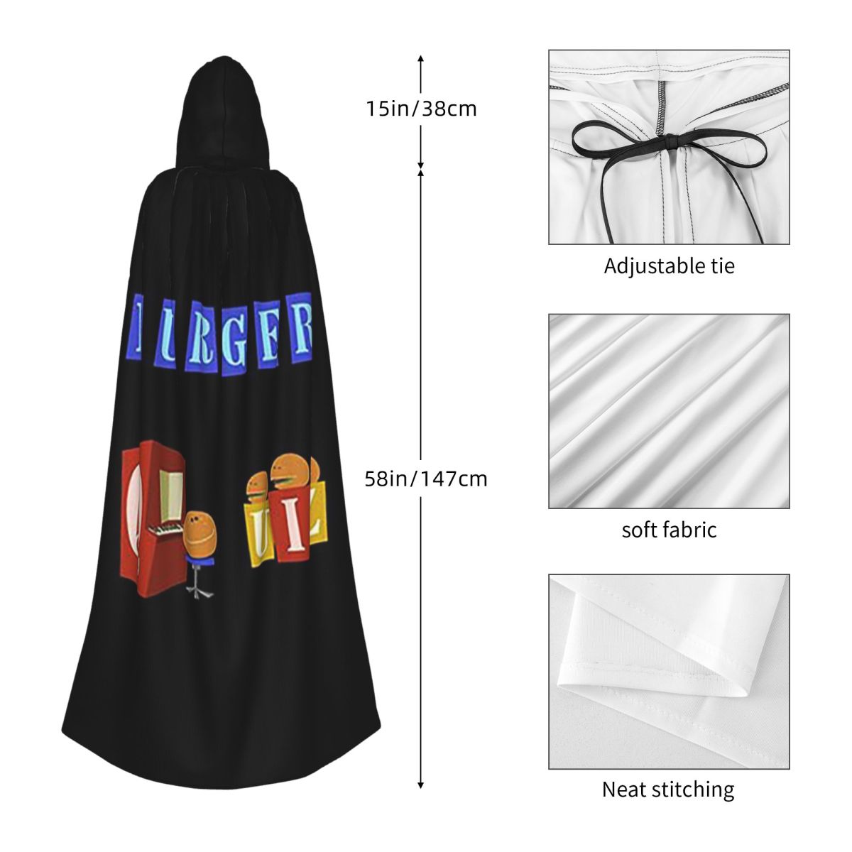 Burger Quiz New Logo Long Hood - Anime Cosplay Quiz 评论和价格