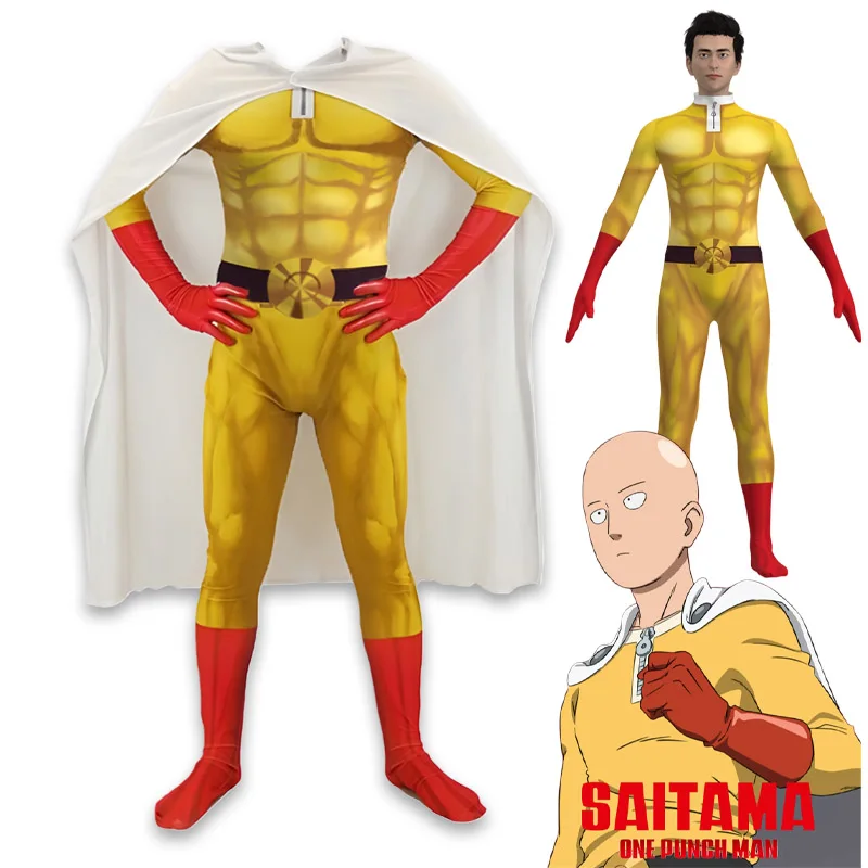 Saitama Full Cosplay Set One P - Anime Cosplay One Punch Man 评论和价格